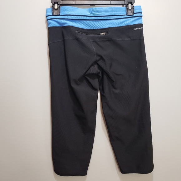 Nike Dri-fit Running Capri Leggings Black/Blue Sz. SM - Picture 6 of 15